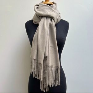 NWT Long Scarf Gray Cashmere Blend with Fringe.